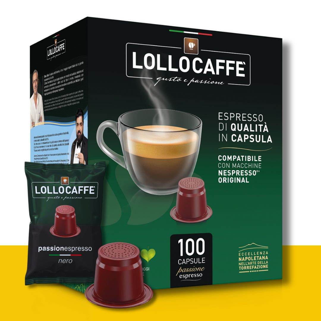 100 Capsule Nespresso Lollo Caffè Miscela Nera - Ital Cialde
