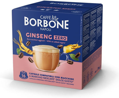 16 Capsule Dolce Gusto Borbone Ginseng Zero Zuccheri Caffè Borbone