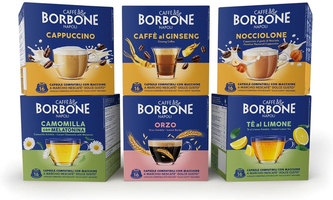 16 Capsule Dolce Gusto Borbone Ginseng Zero Zuccheri Caffè Borbone