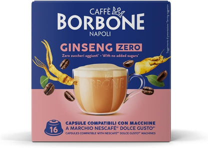 16 Capsule Dolce Gusto Borbone Ginseng Zero Zuccheri Caffè Borbone