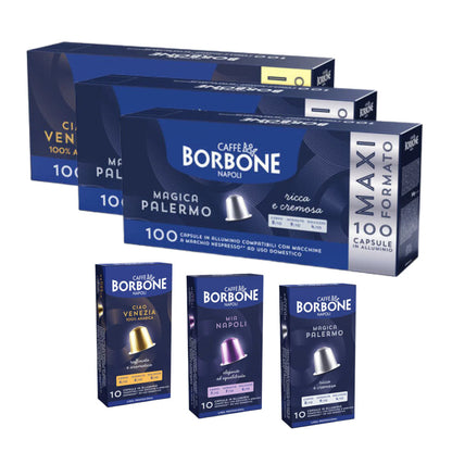 100 Capsule Caffè Borbone in Alluminio Compatibili Con Macchine Nespresso (10x10pz) Caffè Borbone