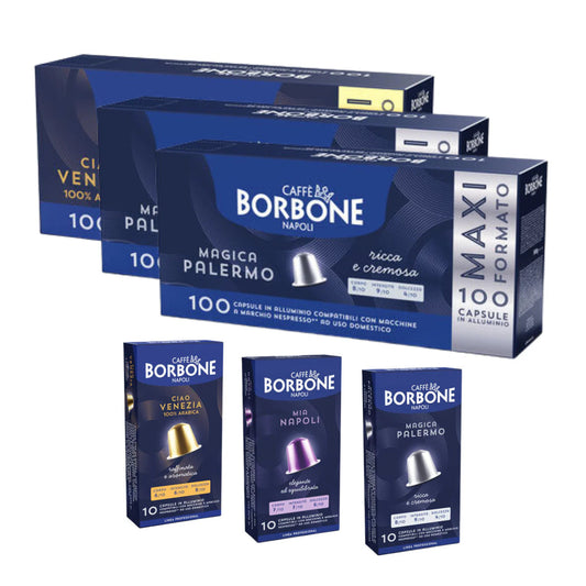 100 Capsule Caffè Borbone in Alluminio Compatibili Con Macchine Nespresso (10x10pz) Caffè Borbone