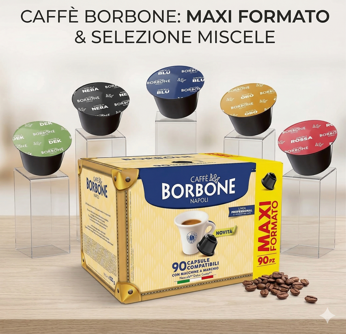 90 Capsule Caffè Borbone Compatibili con Macchine Dolce Gusto Caffè Borbone