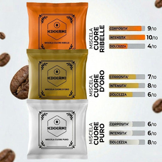 Cialde Caffè KIKKAMI Tutte le Miscele - Cuore D'Oro|Cuore Puro|Cuore Ribelle Kikkami