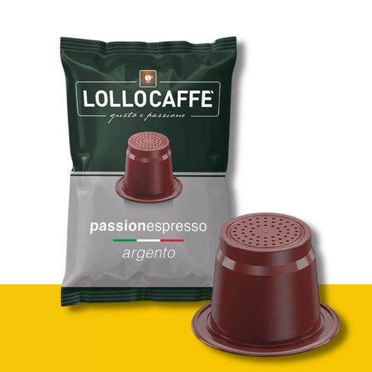 100 Capsule Nespresso Lollo Caffè Miscela Argento - Ital Cialde