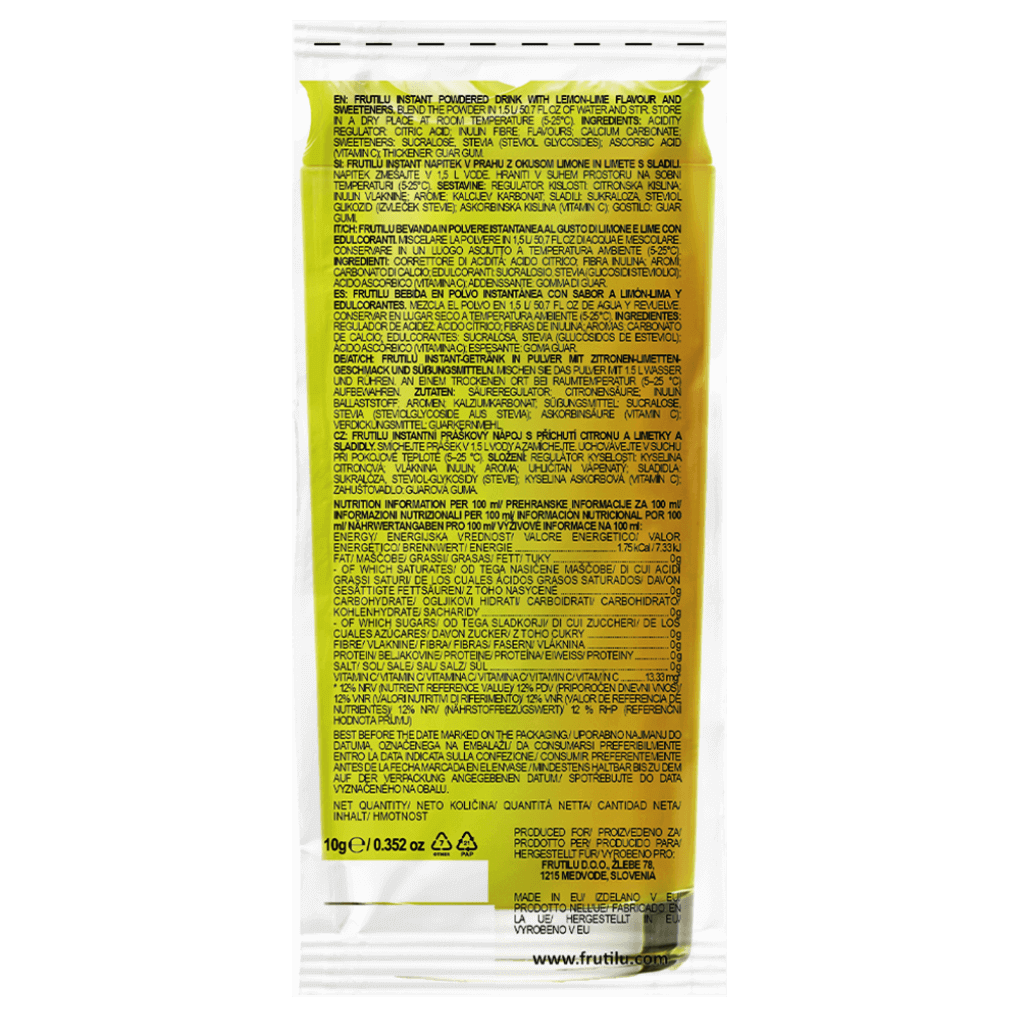 Frutilu Gusto Limone e Lime - Bevanda Istantanea in polvere 10g Frutilu