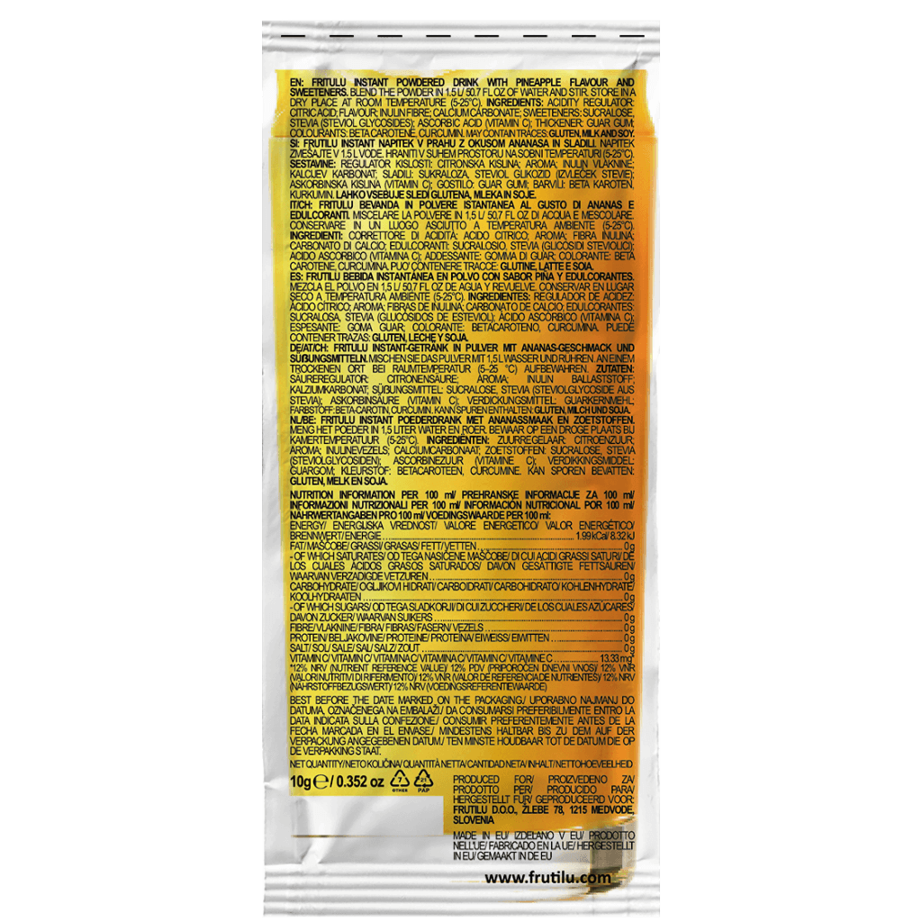 Frutilu Gusto Ananas - Bevanda Istantanea in polvere 10g Frutilu