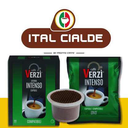 100 Capsule Uno System Caffè Verzì Aroma Intenso - Ital Cialde
