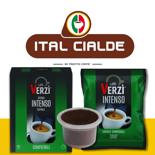 100 Capsule Uno System Caffè Verzì Aroma Intenso - Ital Cialde